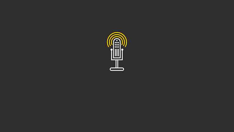 stylized microphone line drawing on black background