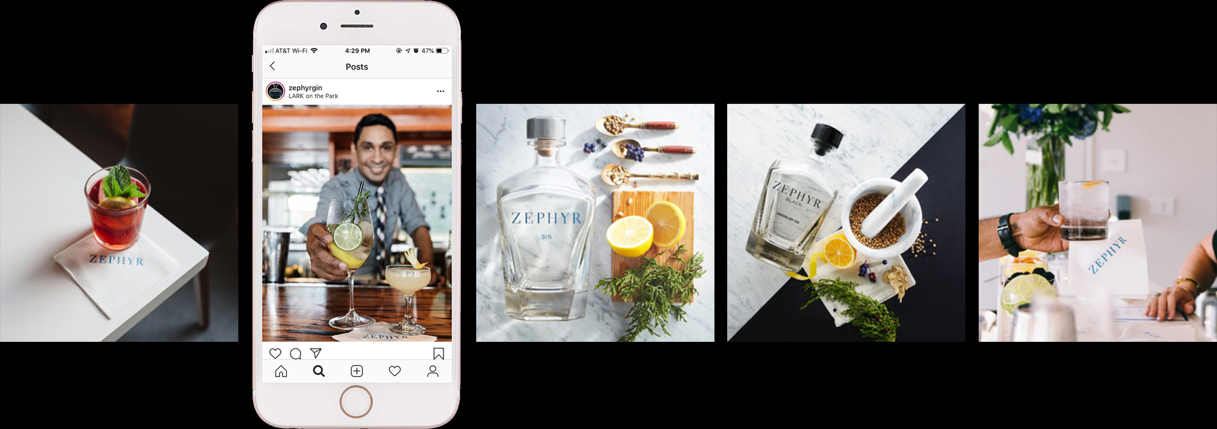 Zephyr Gin social carousel