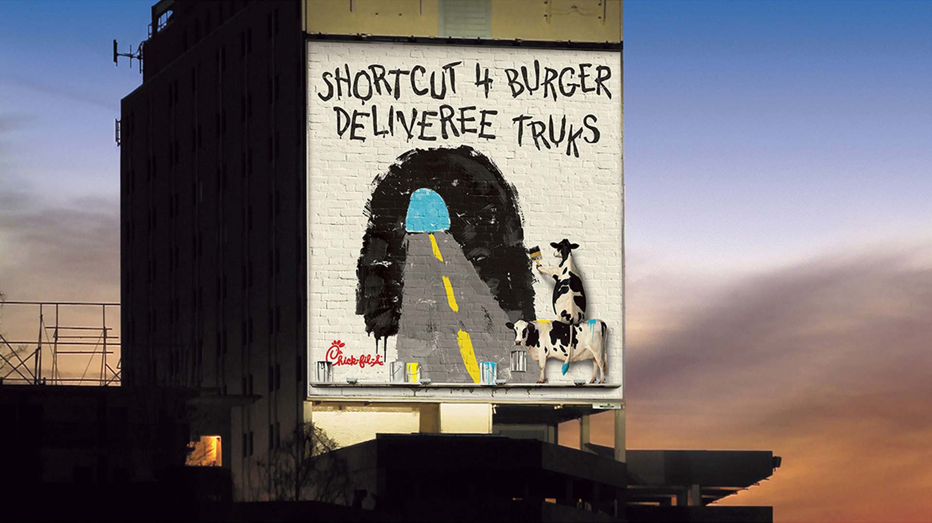 Shortcut 4 Burger Deliveree Truks Chick-fil-A building wrap