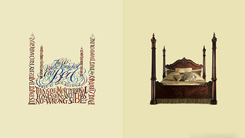 Four poster bed made of words and wood