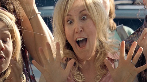 Woman with excited look on her face