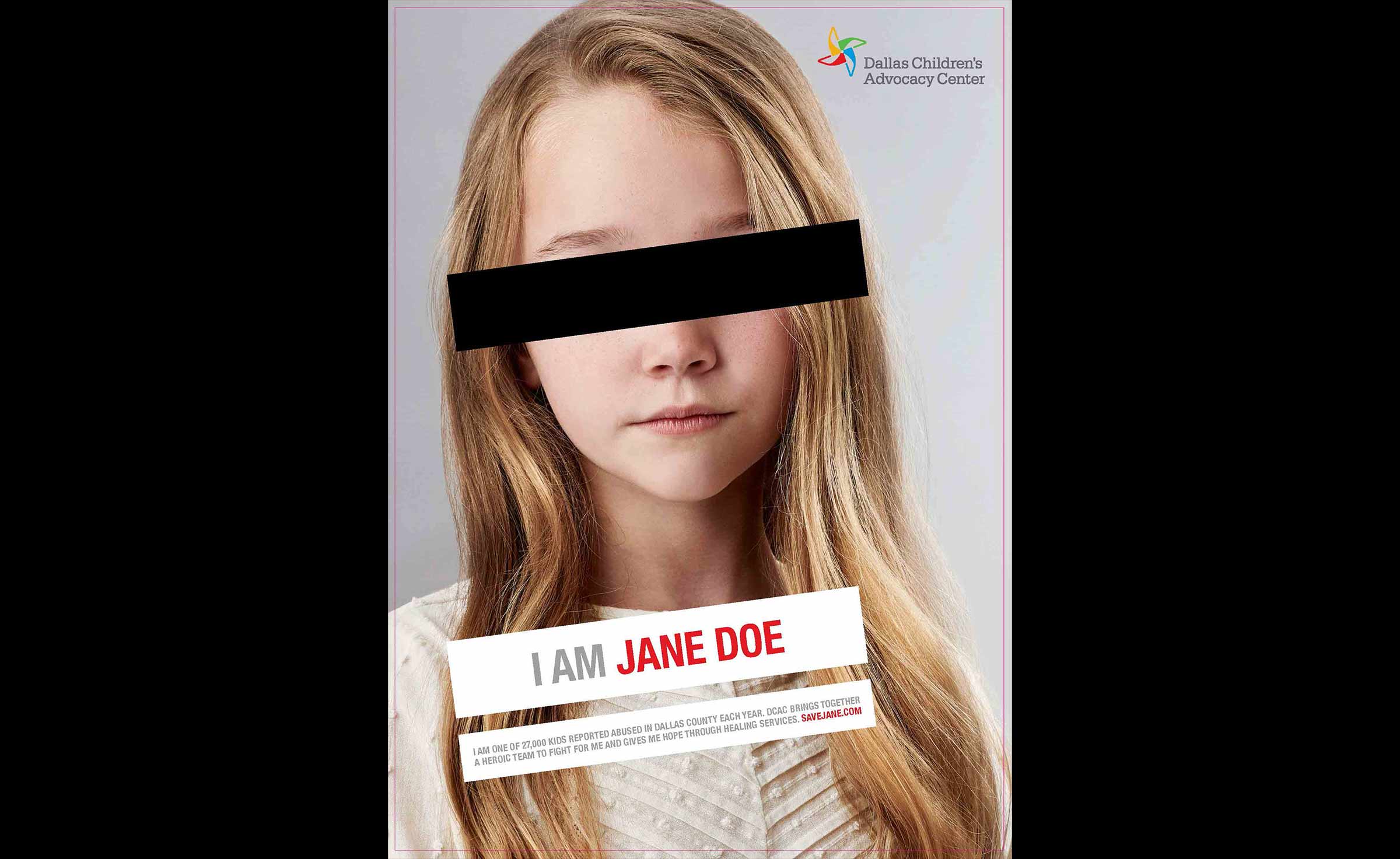 poster with girl with eyes covered reading I am Jane Doe