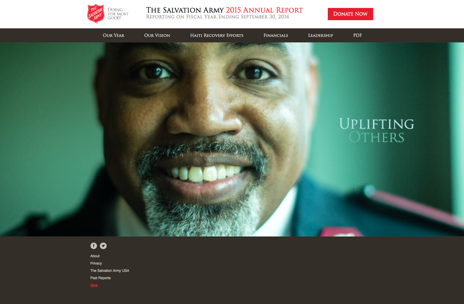 screenshot of The Salvation Army Online Annual Report