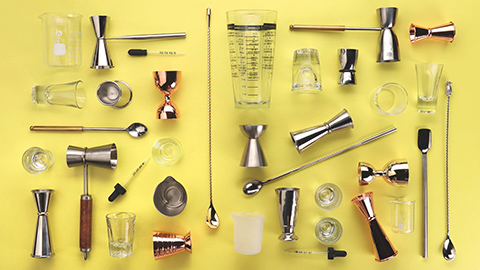 bartender tools laying out