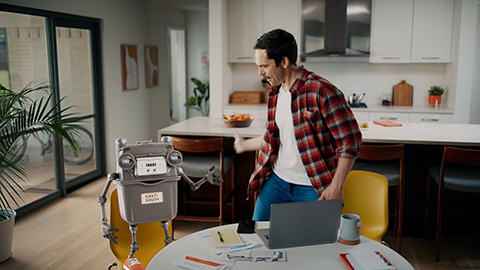 Mr. Meter and man doing a highfive